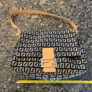 Fendi Mama Baguette Black & White Shoulder Bag
